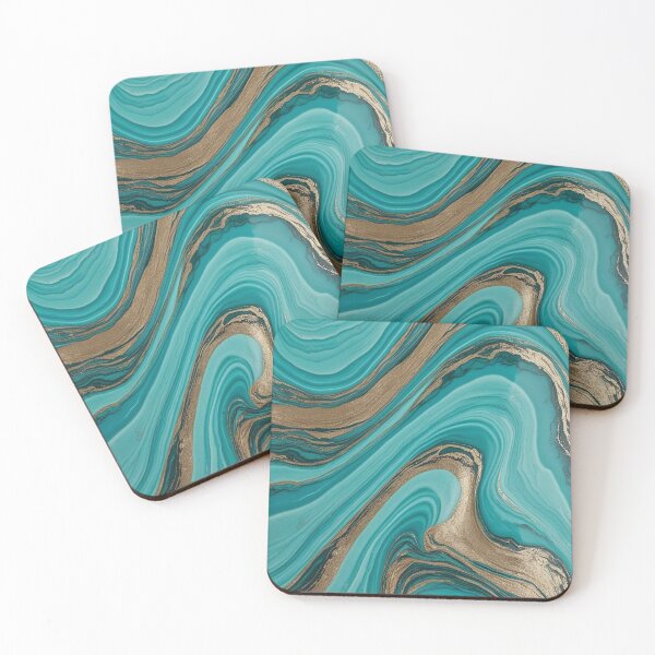 Item preview, A turquoise and gold marbling design designed and sold by Summer Sunshine.