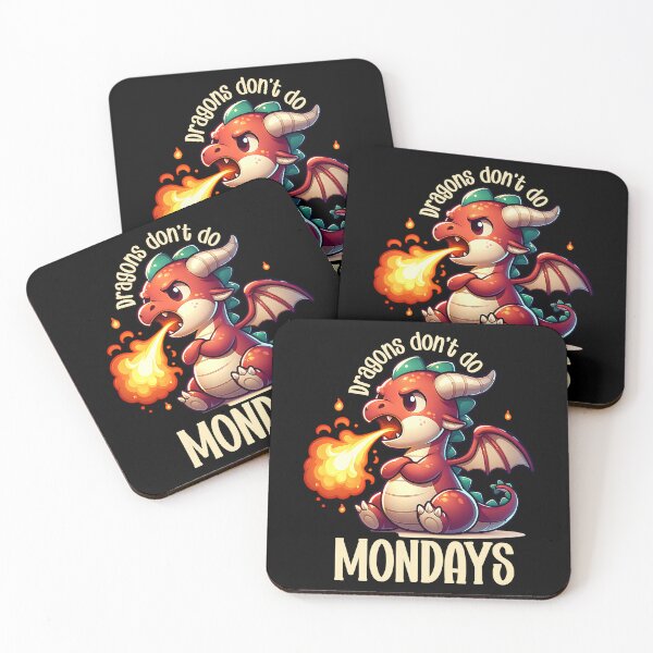 Item preview, Dragon's don't do Mondays - cute cartoon dragon humor designed and sold by EvergreenWhimsy.