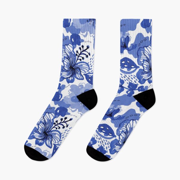 Item preview, Indigo Blue Hand Drawn Floral  designed and sold by Sharon Schwalbe.