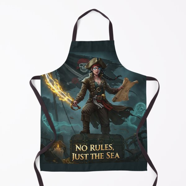 Item preview, Fearless Pirate Woman with Fiery Sword - "No Rules, Just The Sea" designed and sold by Wild-way Art.