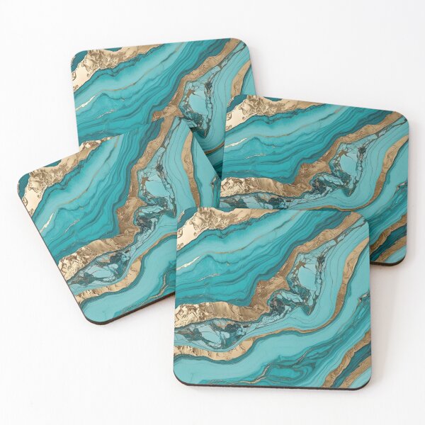 Item preview, A turquoise and gold marbling design,  designed and sold by Summer Sunshine.