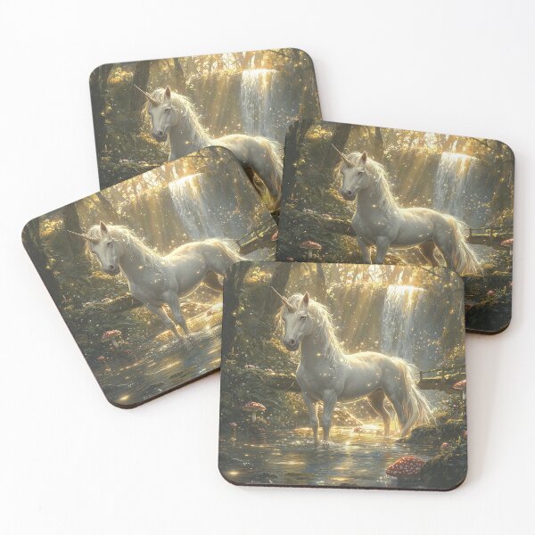 Item preview, Unicorn  Enchanted Magical Fantasy Woods And Forest Landscape With Mushrooms And Streams designed and sold by ManxCatAndy.