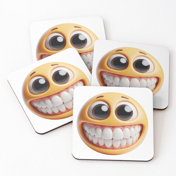 Item preview, An emoji smiling with big scary teeth and bulging eyes designed and sold by Vetagio.