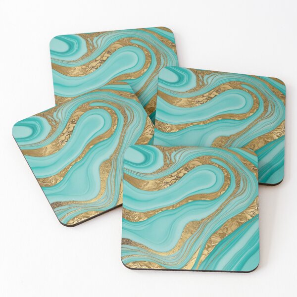 Item preview, A turquoise and gold marbling design  designed and sold by Summer Sunshine.