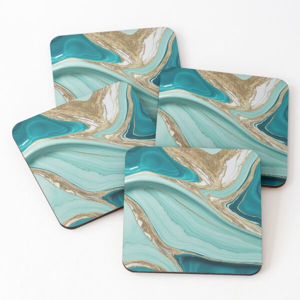 Item preview, A turquoise and gold marbling design designed and sold by Summer Sunshine.
