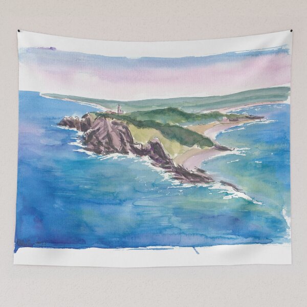 Item preview, Byron Bay Lighthouse Overlooking Cliffs and Ocean Waves designed and sold by artshop77.