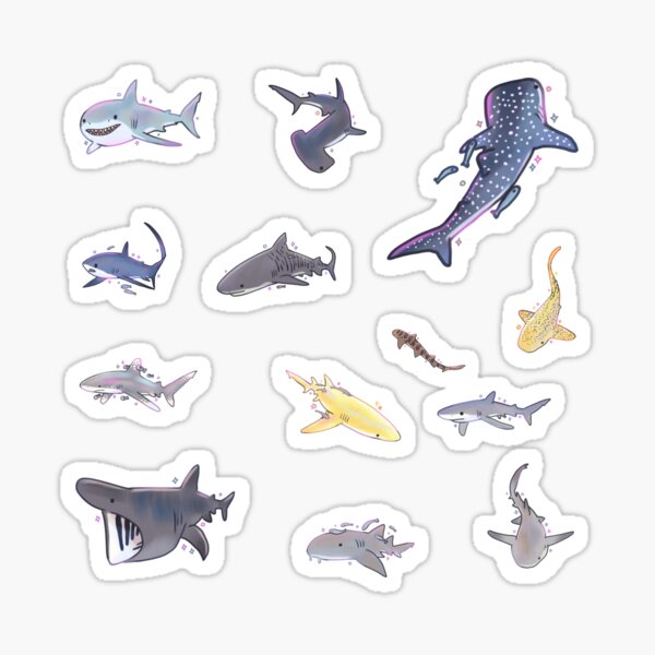 Vista previa del artículo con la obra «Paquete de tiburones lindos», diseñado y vendido por Mayarartsy.