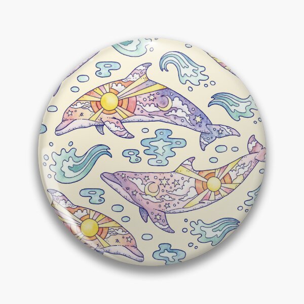Item preview, Daybreak Dolphins | Yellow | Ocean Beach Watercolor designed and sold by OMEGAFAUNA.