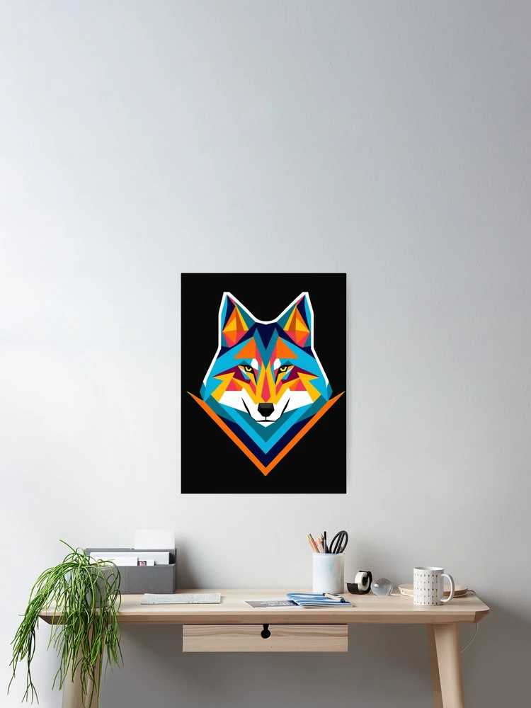 Thumbnail 2 of 3, Poster, Geometric wolf designed and sold by likeforcode.