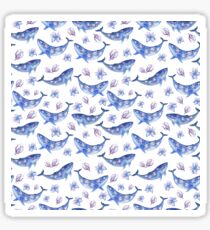 Blue magnolia whale Sticker