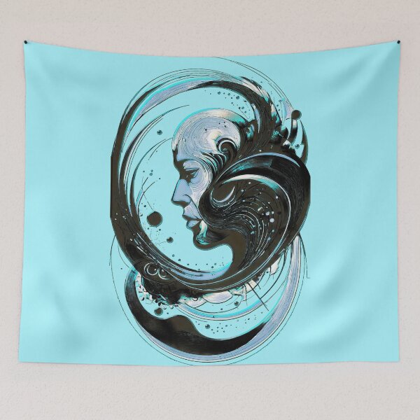 Item preview, Abstract Human Head with Twisting Lines – Surreal Digital Art designed and sold by Pickmash.
