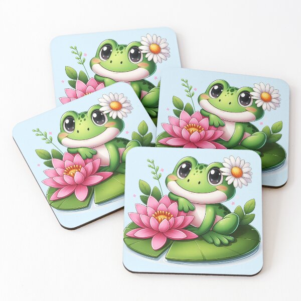 Item preview, Spring - Cute Frog with Lotus Flower and Daisy designed and sold by LV-creator.