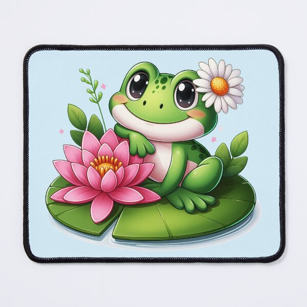 Item preview, Spring - Cute Frog with Lotus Flower and Daisy designed and sold by LV-creator.