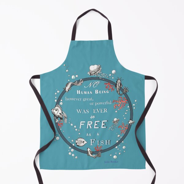 Item preview, Inspirational quote from a Victorian philosopher on freedom and fish. Blue, grey and white design. designed and sold by Lucy Dreams.
