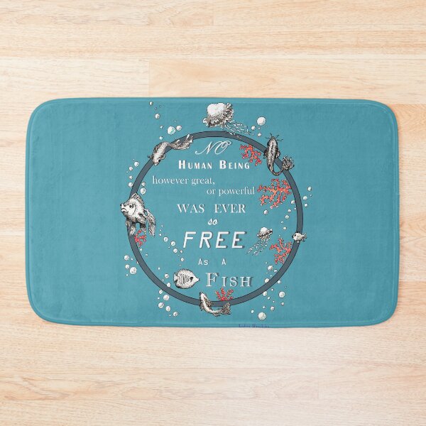 Item preview, Inspirational quote from a Victorian philosopher on freedom and fish. Blue, grey and white design. designed and sold by Lucy Dreams.