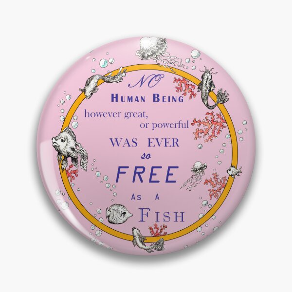 Item preview, Inspirational quote from a Victorian philosopher on freedom and fish. Orange and pink design. designed and sold by Lucy Dreams.