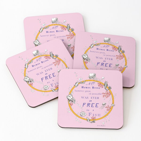 Item preview, Inspirational quote from a Victorian philosopher on freedom and fish. Orange and pink design. designed and sold by Lucy Dreams.