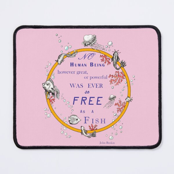 Item preview, Inspirational quote from a Victorian philosopher on freedom and fish. Orange and pink design. designed and sold by Lucy Dreams.