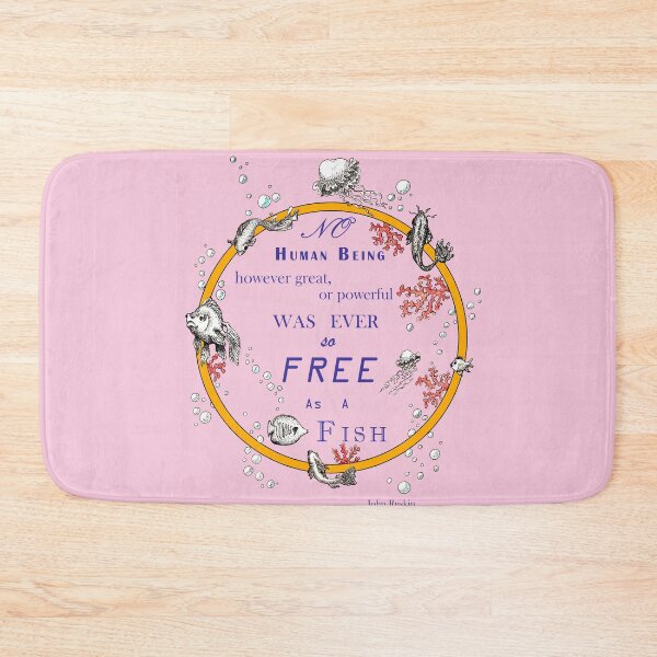 Item preview, Inspirational quote from a Victorian philosopher on freedom and fish. Orange and pink design. designed and sold by Lucy Dreams.