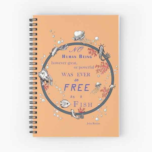 Item preview, Inspirational quote from a Victorian philosopher on freedom and fish. Salmon, purple and grey design. designed and sold by Lucy Dreams.