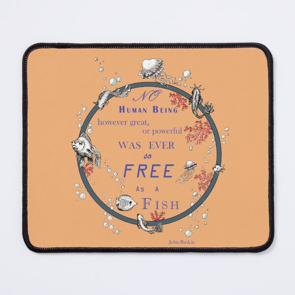 Item preview, Inspirational quote from a Victorian philosopher on freedom and fish. Salmon, purple and grey design. designed and sold by Lucy Dreams.