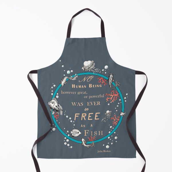 Item preview, Inspirational quote from a Victorian philosopher on freedom and fish. Blue, beige and grey-blue design. designed and sold by Lucy Dreams.