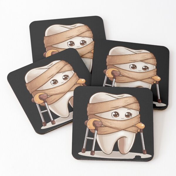 Item preview, Cute Injured Tooth with Bandage and Crutches – Adorable Dental Design designed and sold by Golden-flower22.