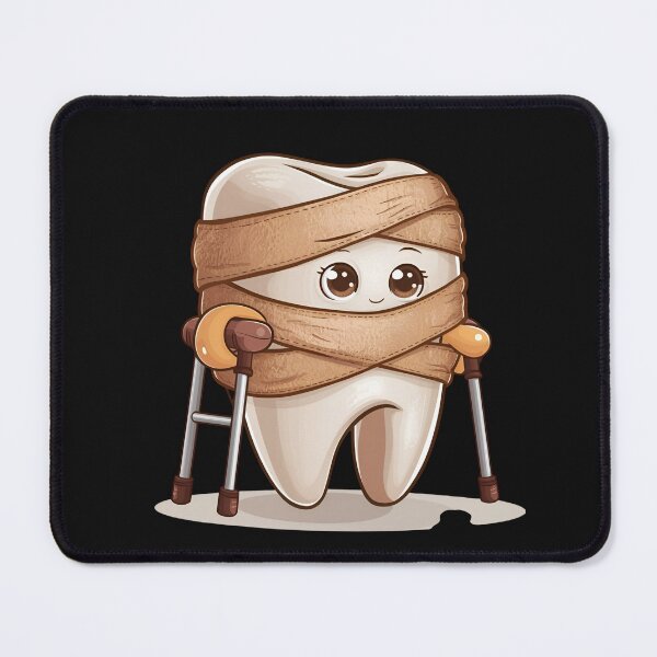 Item preview, Cute Injured Tooth with Bandage and Crutches – Adorable Dental Design designed and sold by Golden-flower22.