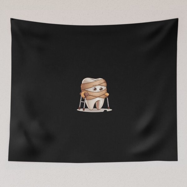 Item preview, Cute Injured Tooth with Bandage and Crutches – Adorable Dental Design designed and sold by Golden-flower22.