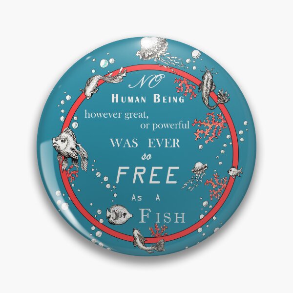 Item preview, Inspirational quote from a Victorian philosopher on freedom and fish. Blue, red and white design. designed and sold by Lucy Dreams.
