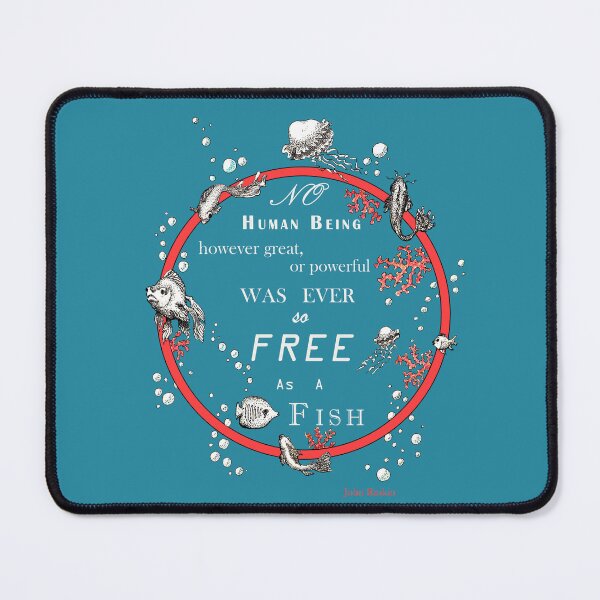 Item preview, Inspirational quote from a Victorian philosopher on freedom and fish. Blue, red and white design. designed and sold by Lucy Dreams.