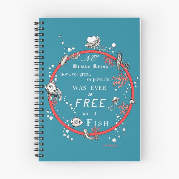 Item preview, Inspirational quote from a Victorian philosopher on freedom and fish. Blue, red and white design. designed and sold by Lucy Dreams.
