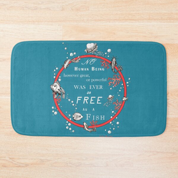 Item preview, Inspirational quote from a Victorian philosopher on freedom and fish. Blue, red and white design. designed and sold by Lucy Dreams.