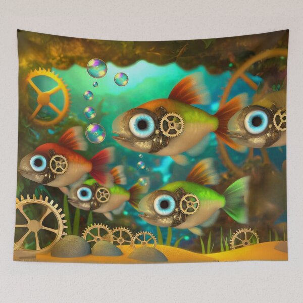 Item preview, Steampunk Danios in Vibrant Waters designed and sold by Sillytoe.