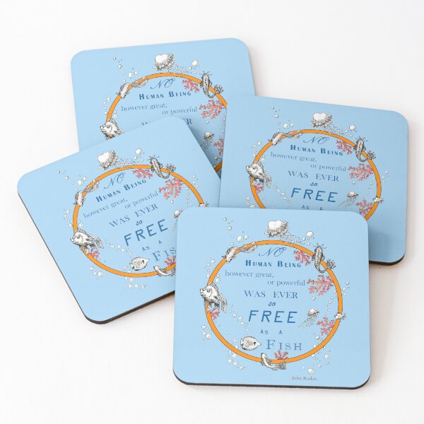 Item preview, Inspirational quote from a Victorian philosopher on freedom and fish. Blue and orange design. designed and sold by Lucy Dreams.