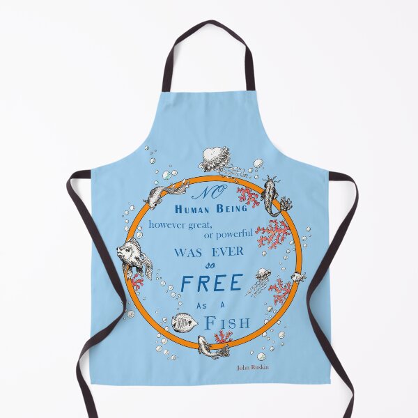 Item preview, Inspirational quote from a Victorian philosopher on freedom and fish. Blue and orange design. designed and sold by Lucy Dreams.