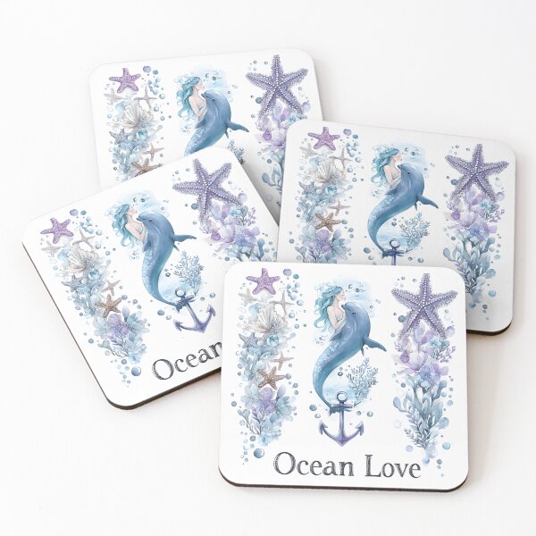 Item preview, Ocean Love - Romantic Mermaid & Dolphin Watercolor Clipart for Valentine's Day designed and sold by AnnDesignStudio.