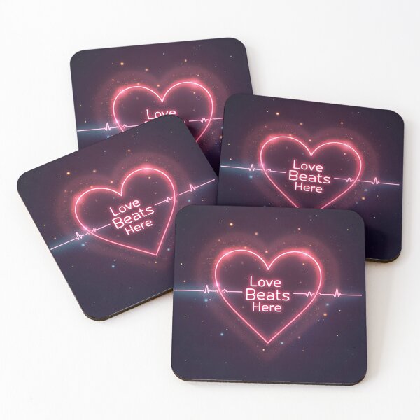 Item preview, Love Beats Here - Neon Heart Pulse designed and sold by QuickPick Store.