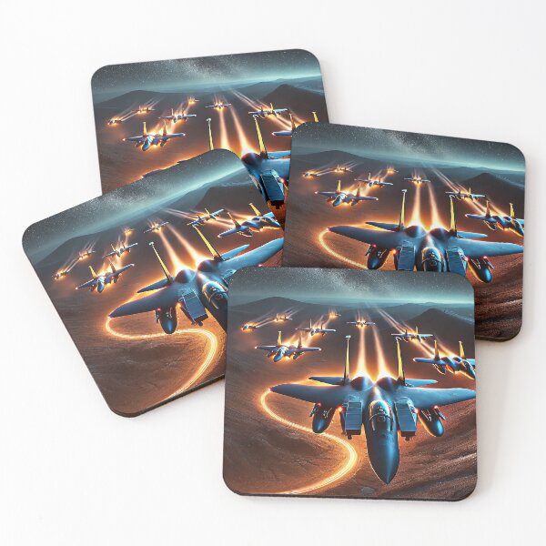 Item preview, Squadron of Power – A Formation of Fighter Jets Dominating the Night Sky designed and sold by philpace.