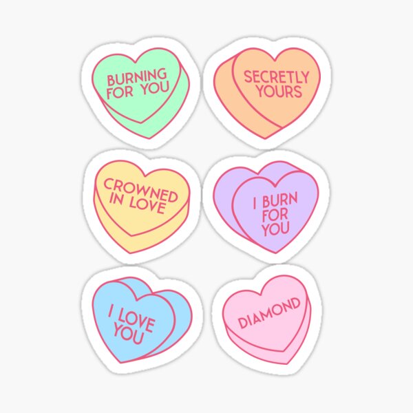 Aperçu de l'œuvre Citations sur les bonbons en forme de cœur pour la Saint-Valentin de Bridgerton sur Netflix créée et vendue par KamiTrendz.