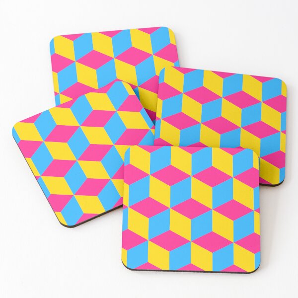 Item preview, 3D Geometric Cube Pattern - Pink, Yellow, Blue designed and sold by QueenTheBean.
