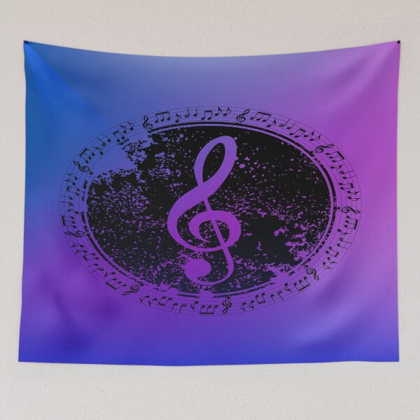 Item preview, Treble Clef In Fushcia Purple Blue Background designed and sold by BrightrDayMusicArt.