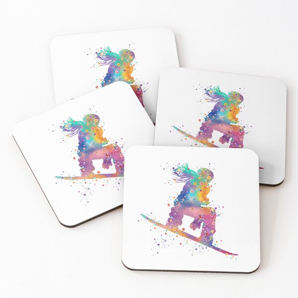 Item preview, Girl Snowboard Dynamic Watercolor Artwork Gift designed and sold by LotusGifts.