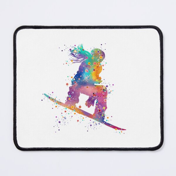 Item preview, Girl Snowboard Dynamic Watercolor Artwork Gift designed and sold by LotusGifts.