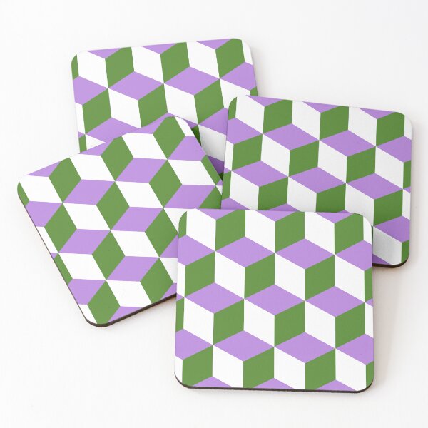 Item preview, 3D Geometric Cube Pattern - Lavender, White, Green designed and sold by QueenTheBean.