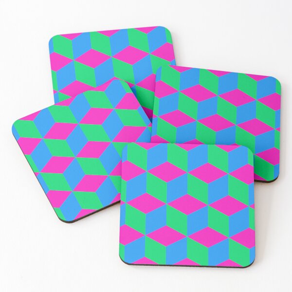Item preview, 3D Geometric Cube Pattern - Pink, Blue, Green designed and sold by QueenTheBean.