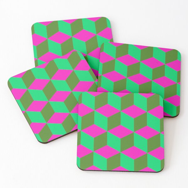 Item preview, 3D Geometric Cube Pattern - Pink & Green designed and sold by QueenTheBean.
