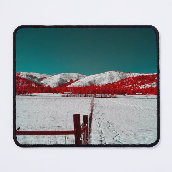 Item preview, Infrared snow covered field, mountains, and fence designed and sold by Cblifeisgood.