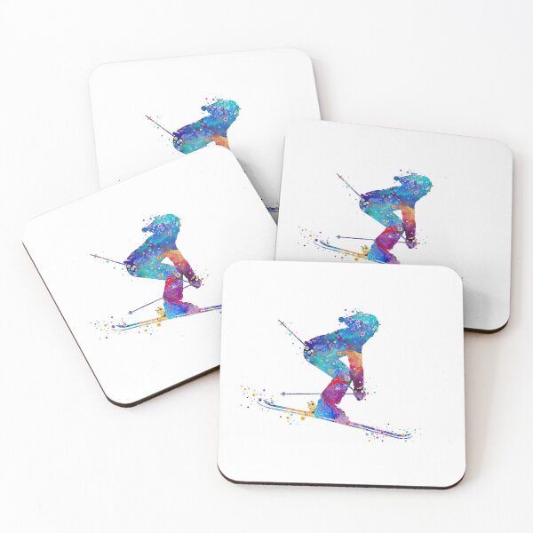 Artikelvorschau, Mädchen Skifahrer Aquarell Sport Silhouette entworfen und verkauft von LotusGifts.