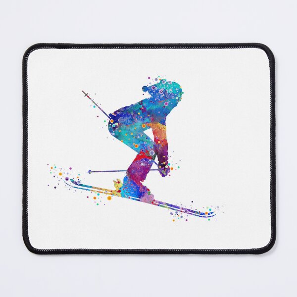 Item preview, Girl Skier Watercolor Sport Silhouette designed and sold by LotusGifts.